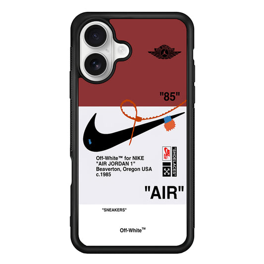 Off White x Nike Air Jordan Red iPhone 16 Plus Case | Slim Rubber Case for iPhone 16 Plus