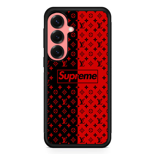 Louis Vuitton X Supreme Red Black Samsung Galaxy S25 Case | Slim Rubber Case for Samsung Galaxy S25