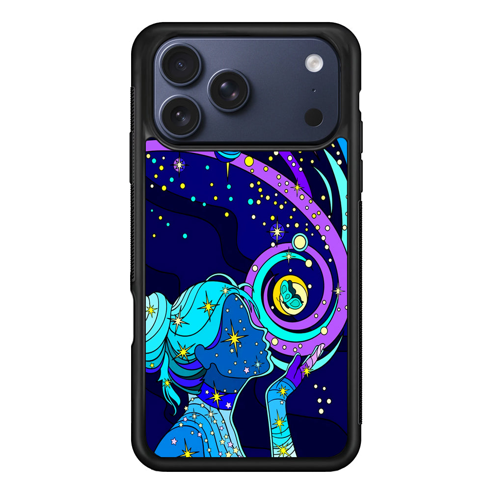 A Woman Blowing Kisses to Planets iPhone 17 Pro Max Case | Slim Protective Cover for iPhone 17 Pro Max
