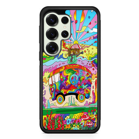Hippie Trippy Van Rainbow Samsung Galaxy S25 Ultra Case | Durable Rubber Case for Samsung Galaxy S25 Ultra