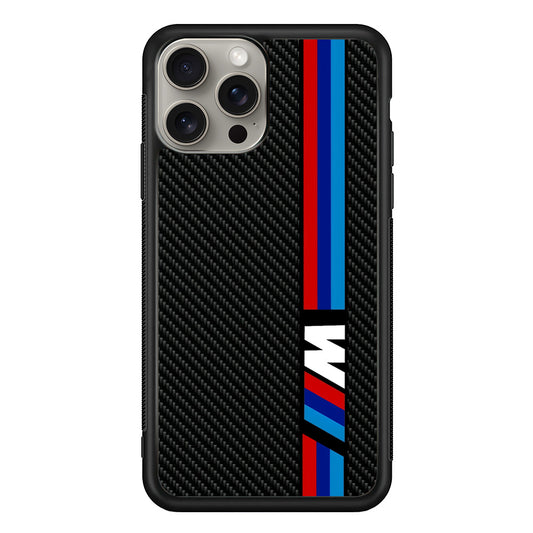 BMW M Carbon Tricolor Stripes iPhone 15 Pro Case | Slim Rubber Case for iPhone 15 Pro