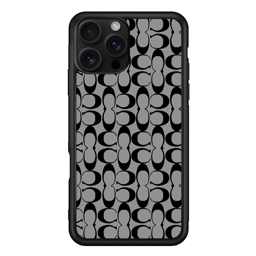 Coach Black Grey iPhone 16 Pro Case | Slim Rubber Case for iPhone 16 Pro
