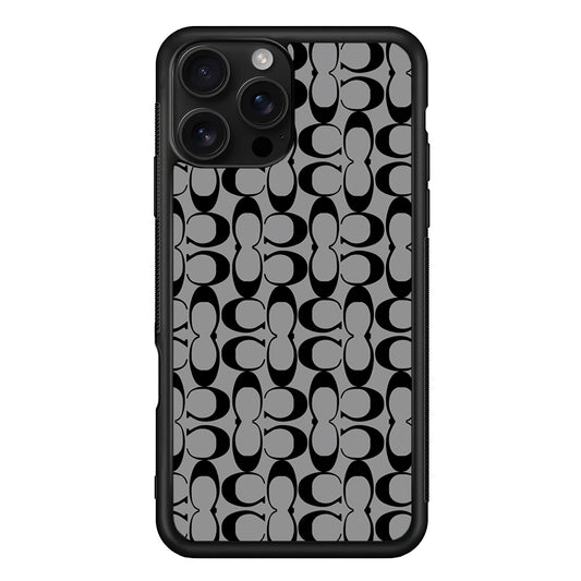 Coach Black Grey iPhone 16 Pro Case | Slim Rubber Case for iPhone 16 Pro