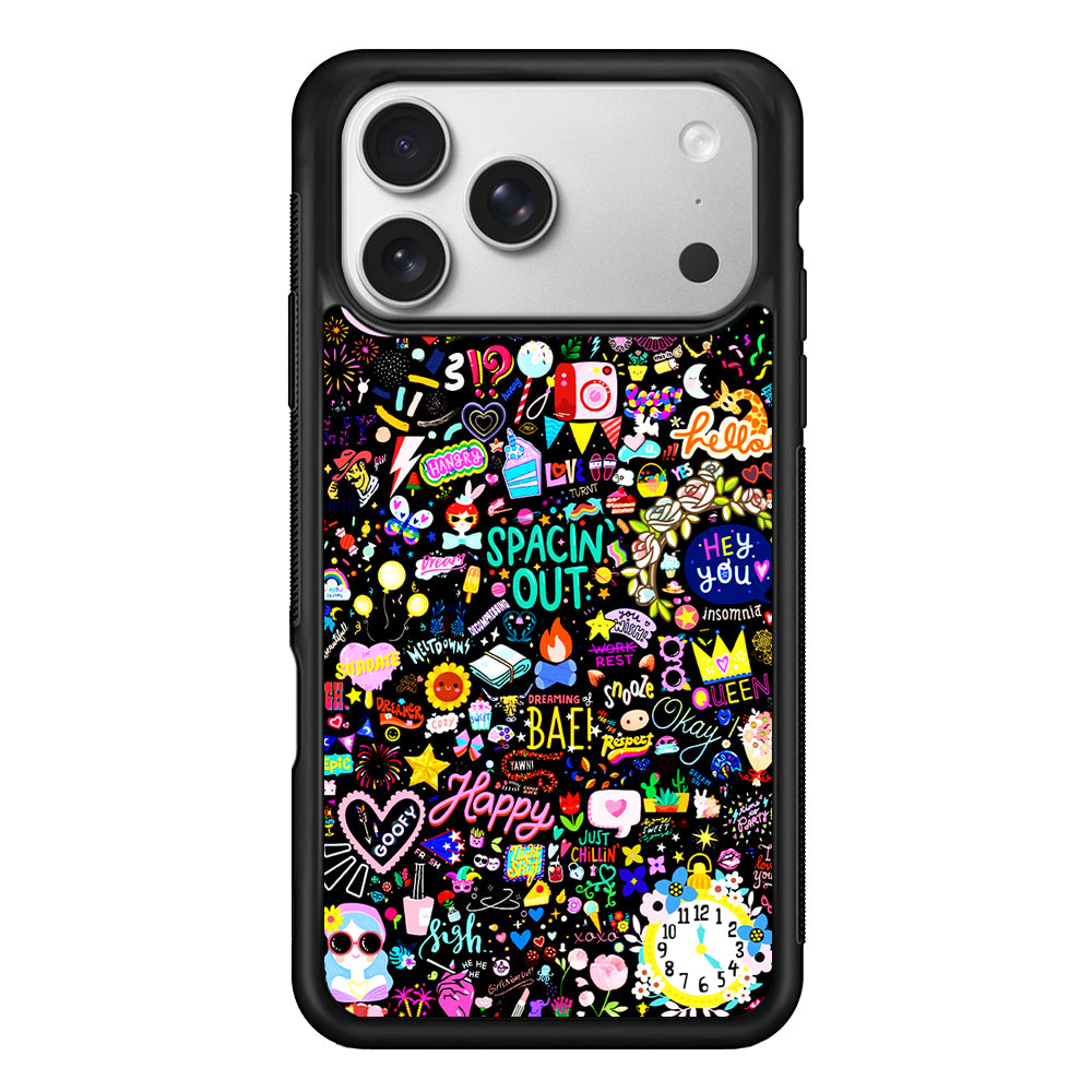 Girly Mixed Doodle iPhone 17 Pro Case | Slim Rubber Case for iPhone 17 Pro