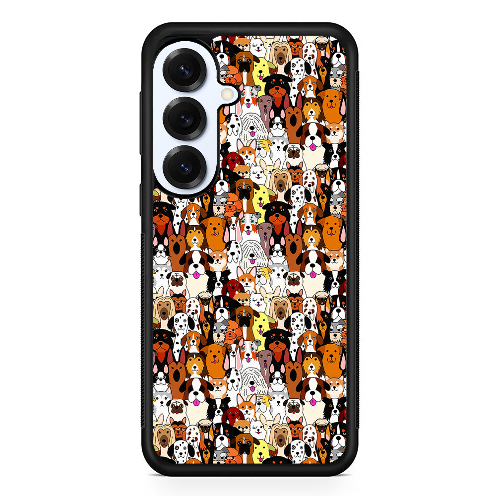 Doodle Dogs Colorful Pattern Samsung Galaxy S25 Plus Case | Slim Rubber Cover for Samsung Galaxy S25 Plus
