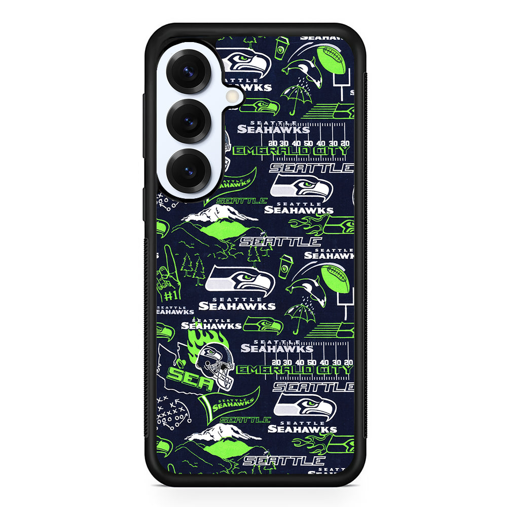 Seattle Seahawks Pattern Samsung Galaxy S25 Plus Case | Slim Rubber Cover for Samsung Galaxy S25 Plus