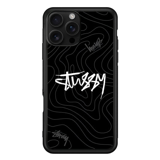 Stussy Black Vibes iPhone 16 Pro Case | Slim Rubber Case for iPhone 16 Pro