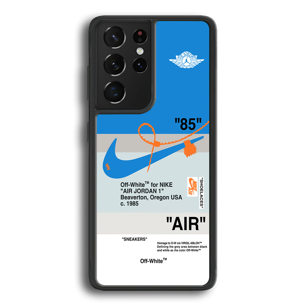 Off White x Nike Air Jordan Blue Samsung Galaxy S24 Ultra Case | Slim Rubber Case for Samsung Galaxy S24 Ultra