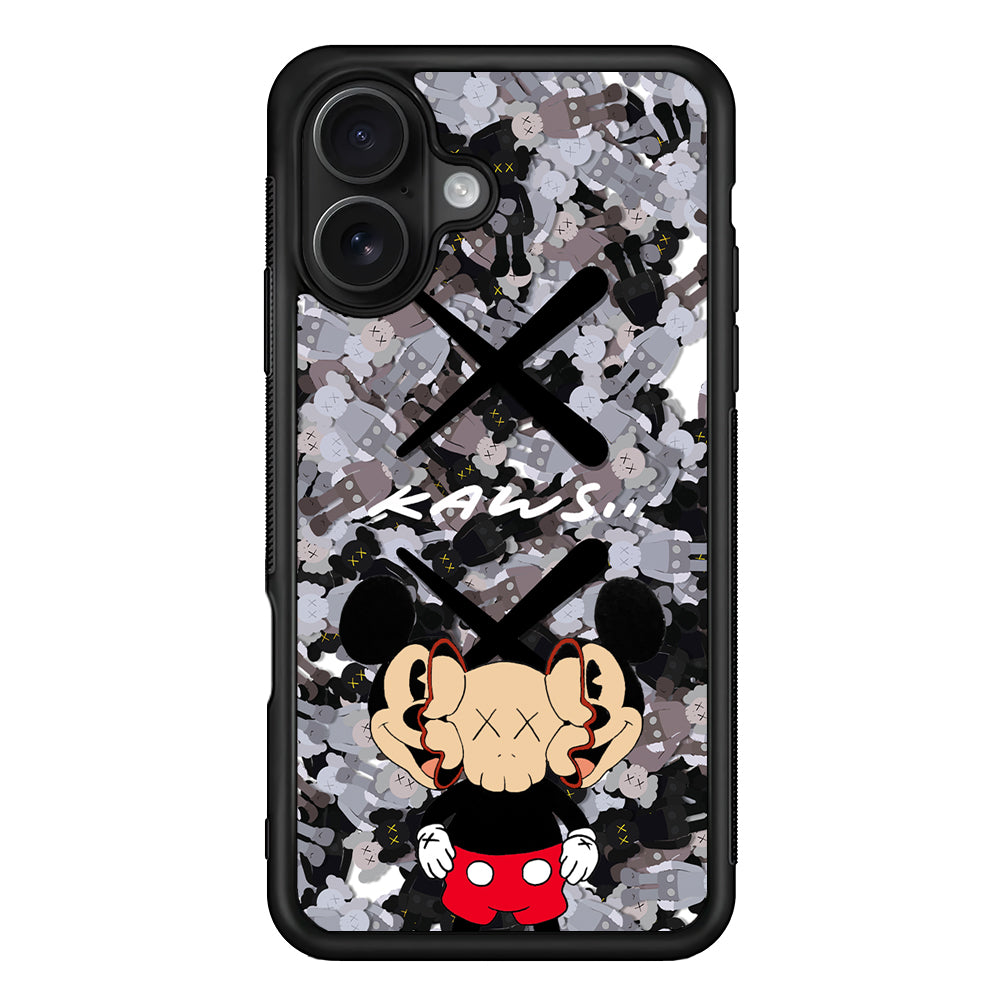 Kaws and Mickey Mask iPhone 16 Case | Slim Rubber Case for iPhone 16