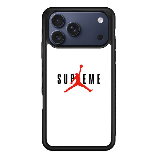 Jordan X Supreme White Background iPhone 17 Pro Max Case | Slim Rubber Case for iPhone 17 Pro Max