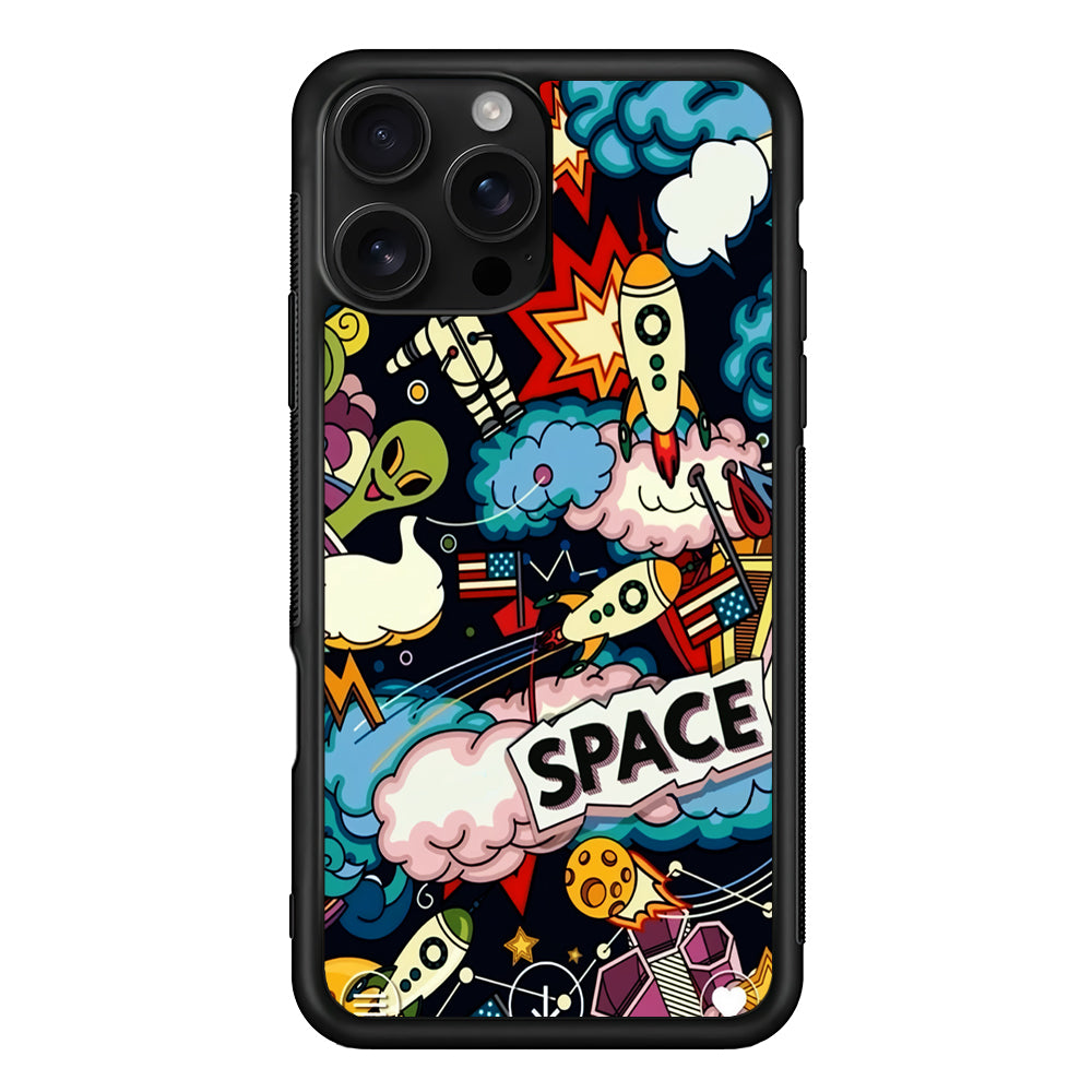 Cartoon Space Rockets iPhone 16 Pro Case | Durable Protective Case for iPhone 16 Pro