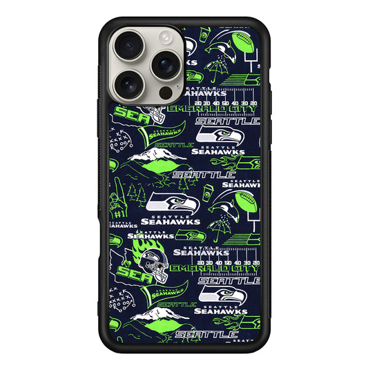 Seattle Seahawks Pattern iPhone 16 Pro Max Case | Stylish Protective Case for iPhone 16 Pro Max