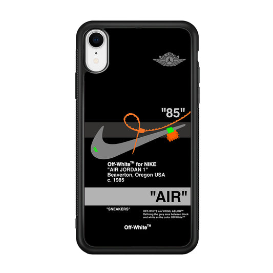 Off White x Nike Air Jordan Black iPhone XR Case | Slim Rubber Case for iPhone XR
