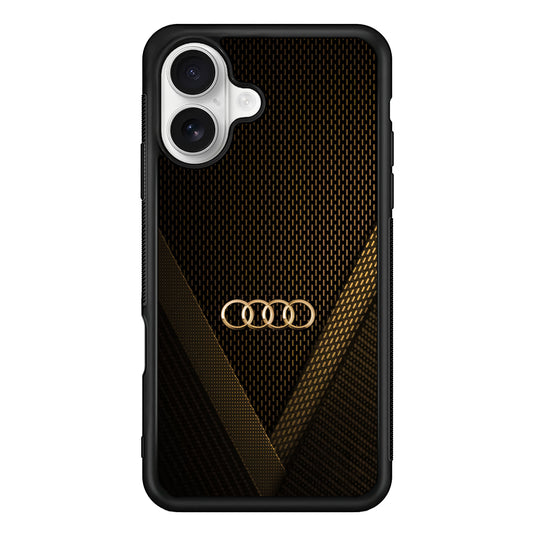 Audi Logo Gold Against a Dark iPhone 16 Plus Case | Slim Rubber Case for iPhone 16 Plus
