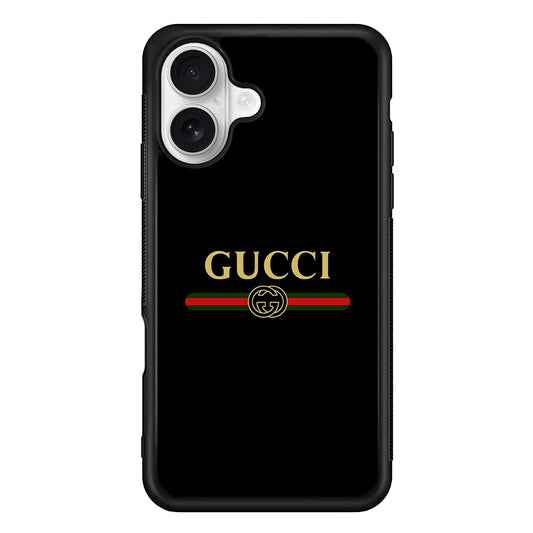 Gucci Logo Black iPhone 16 Plus Case | Slim Rubber Case for iPhone 16 Plus