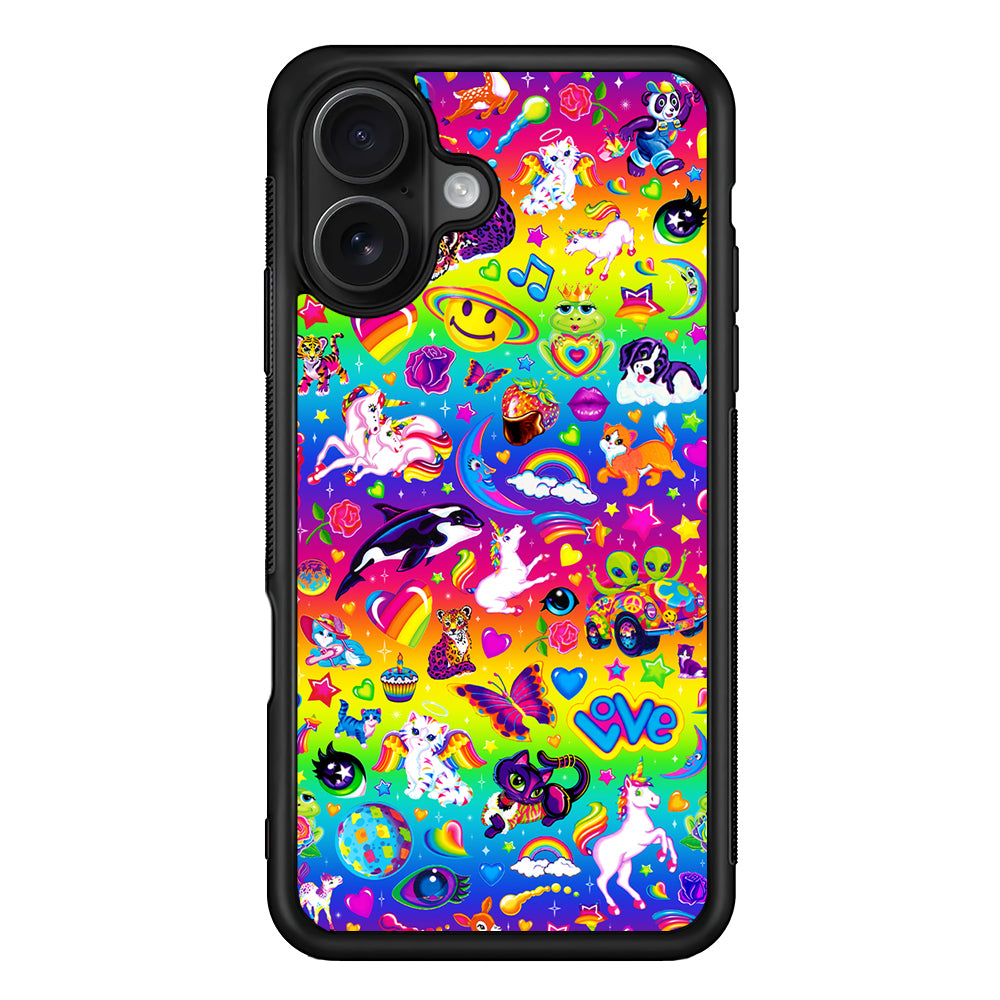 Unicorn Cartoon Rainbow Pattern iPhone 16 Case - Oxvistore