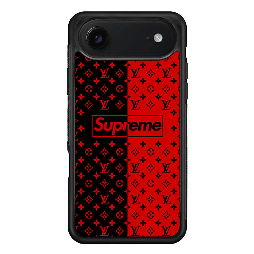Louis Vuitton X Supreme Red Black iPhone 17 Air Case | Slim Rubber Case for iPhone 17 Air