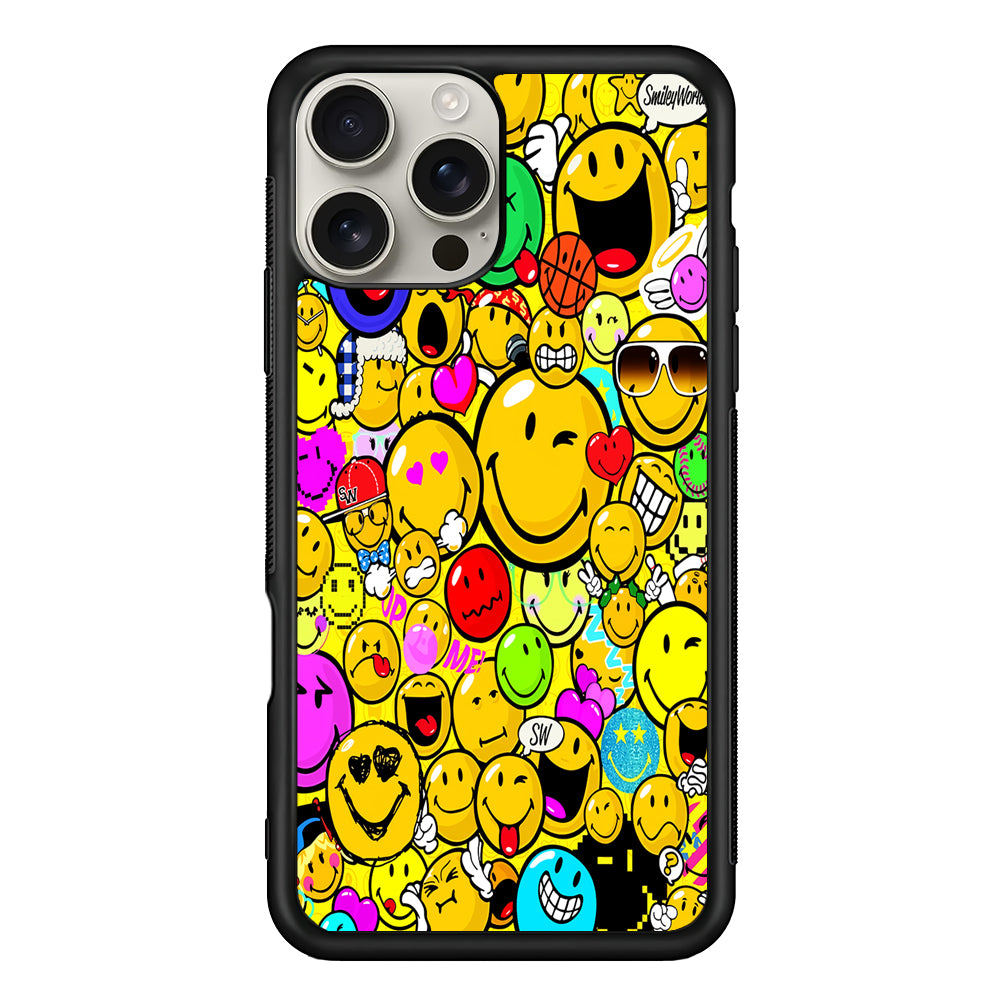 Smiley Face World Colorful iPhone 16 Pro Max Case | Stylish Protective Case for iPhone 16 Pro Max