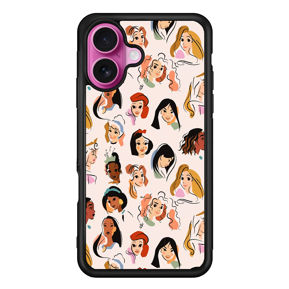 Princess Face Sketch Collection iPhone 17 Case | Slim Protective Rubber Phone Cover