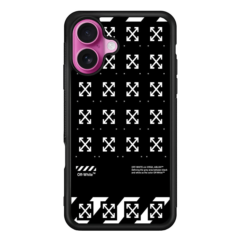 Off White Logo Black Pattern iPhone 17 Case | Slim Rubber Case for iPhone 17