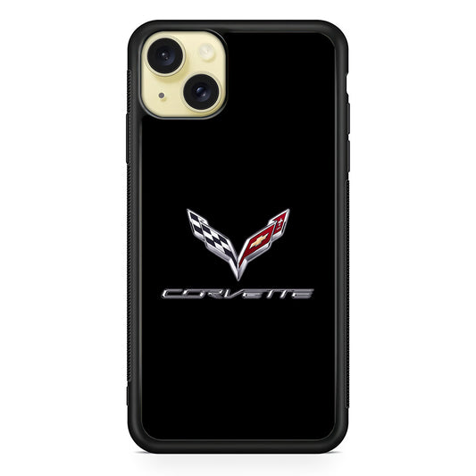 Chevrolet Corvette Logo Black iPhone 15 Plus Case | Slim Rubber Case for iPhone 15 Plus