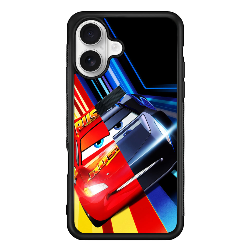 Lightning Mcqueen Car Poster iPhone 16 Plus Case | Durable Protective Rubber Cover