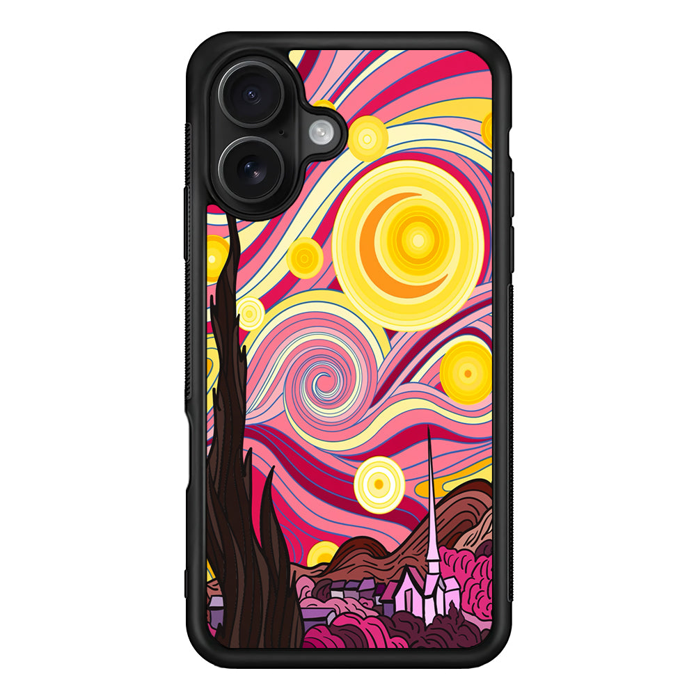 Pink Starry Night Van Gogh iPhone 16 Case - Oxvistore