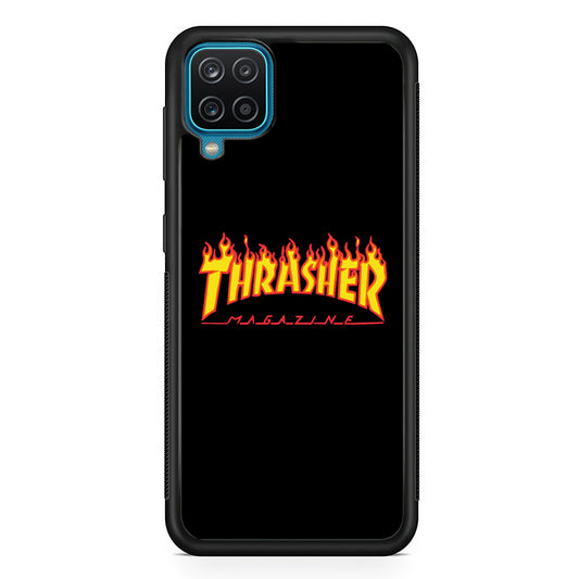 Thrasher Magazine Black Simple Fire Samsung Galaxy A12 Case | Slim Rubber Case for Samsung Galaxy A12