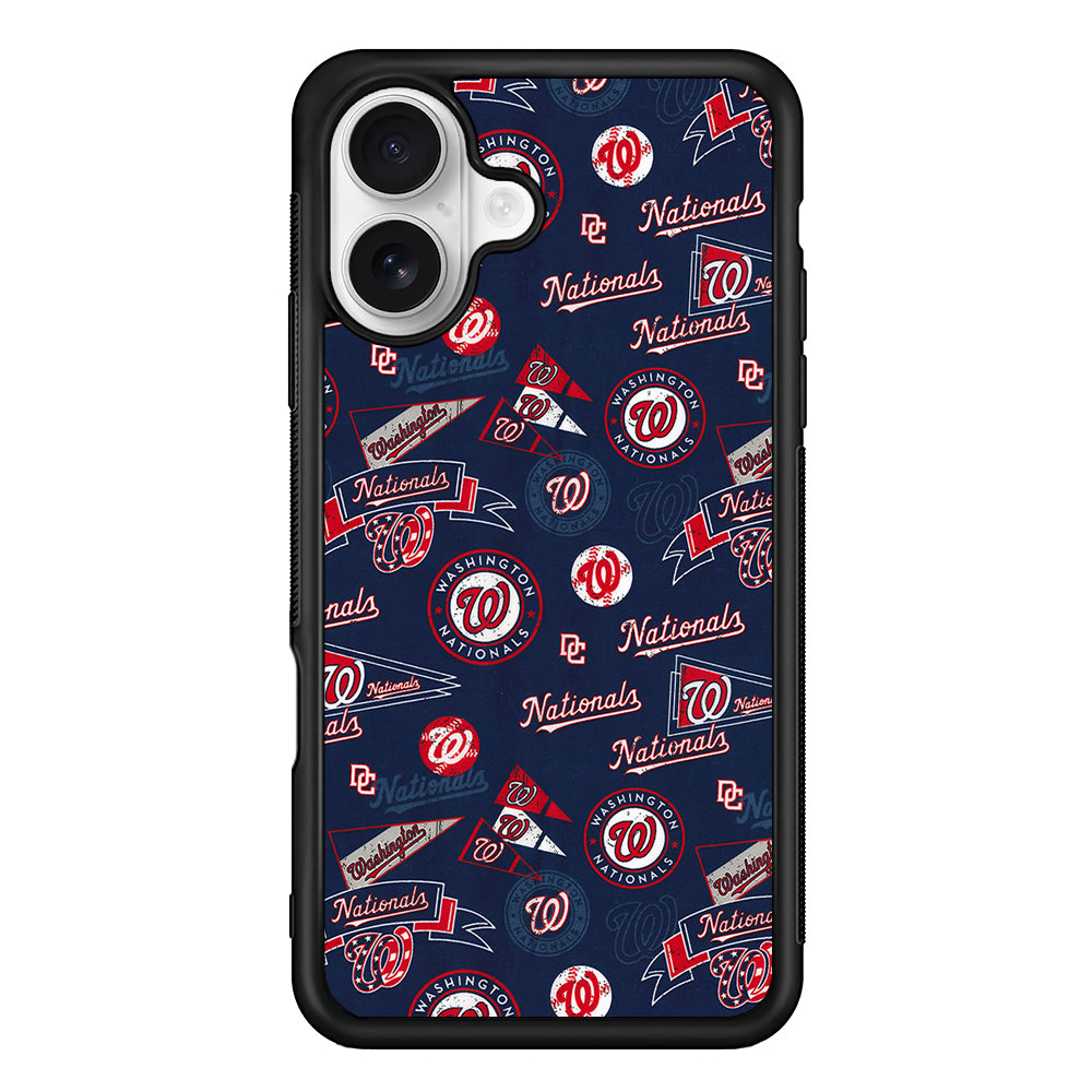 Washington Nationals Pattern iPhone 16 Plus Case | Durable Protective Rubber Cover