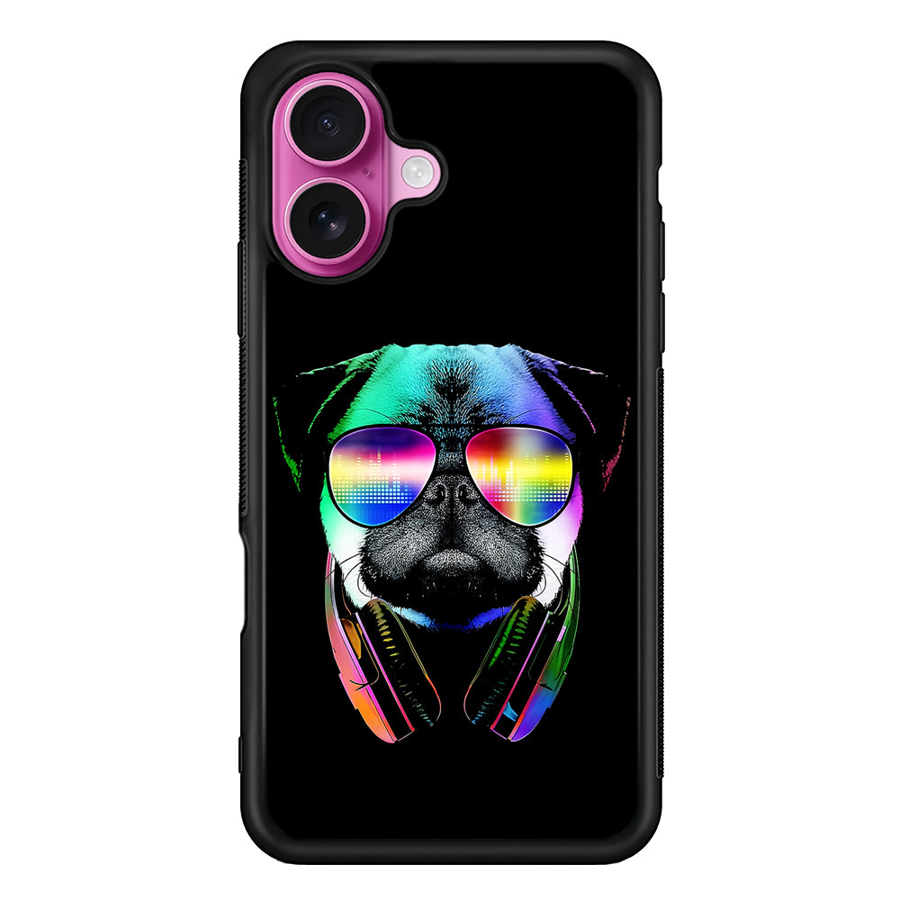 Music Love Pug DJ iPhone 17 Case | Slim Protective Rubber Phone Cover