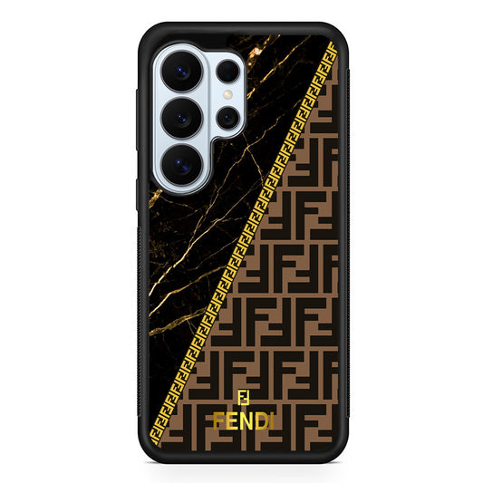 Fendi Patern Marble Gold Samsung Galaxy S26 Ultra Case | Protective Phone Cover