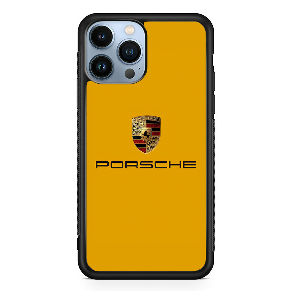 Porsche Car Logo Yellow iPhone 15 Pro Max Case | Slim Rubber Case for iPhone 15 Pro Max