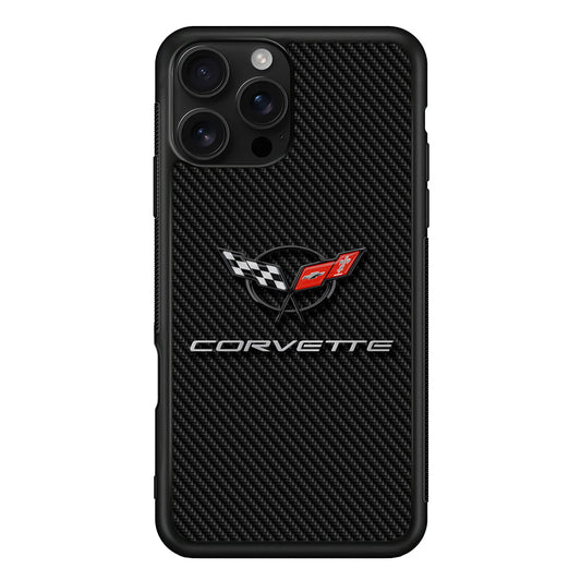 Chevrolet Corvette Logo Carbon iPhone 16 Pro Case | Slim Rubber Case for iPhone 16 Pro