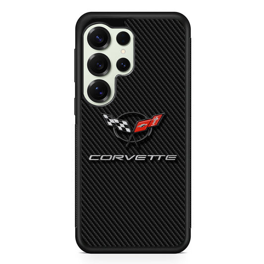 Chevrolet Corvette Logo Carbon Samsung Galaxy S25 Ultra Case | Slim Rubber Case for Samsung Galaxy S25 Ultra