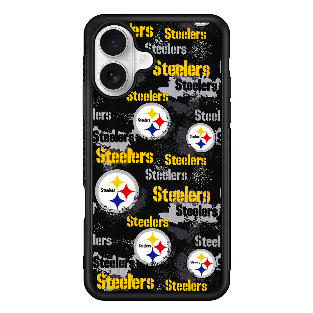Pittsburgh Steelers Pattern iPhone 16 Plus Case | Durable Protective Rubber Cover