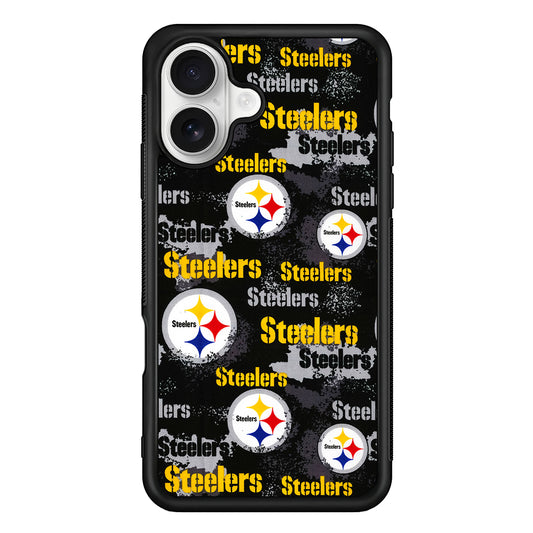 Pittsburgh Steelers Pattern iPhone 16 Plus Case | Durable Protective Rubber Cover