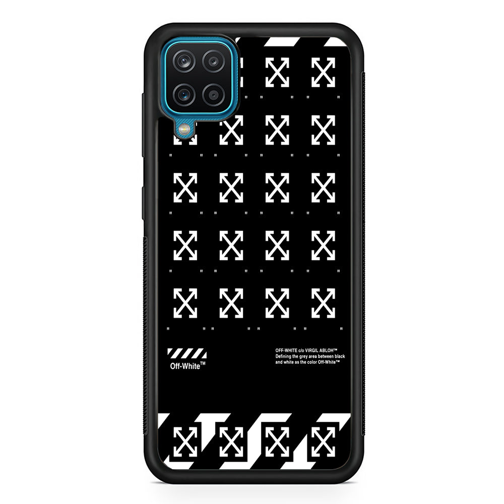 Off White Logo Black Pattern Samsung Galaxy A12 Case | Slim Rubber Case for Samsung Galaxy A12