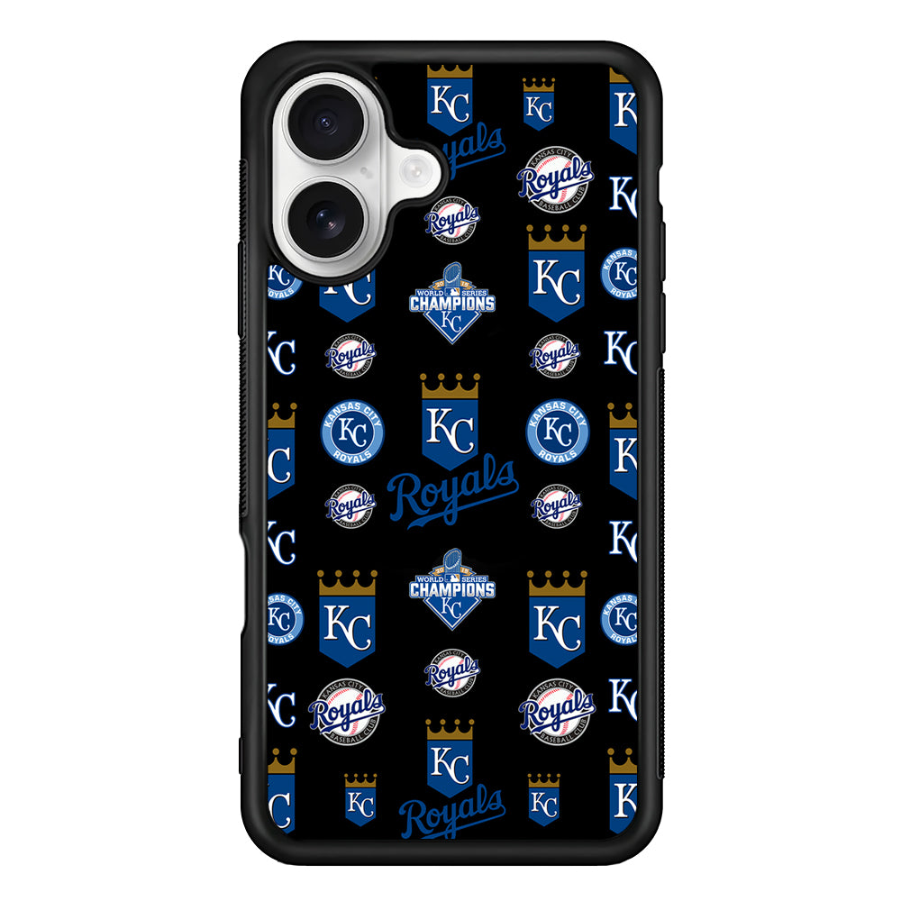 Kansas City Royals Pattern iPhone 16 Plus Case | Durable Protective Rubber Cover