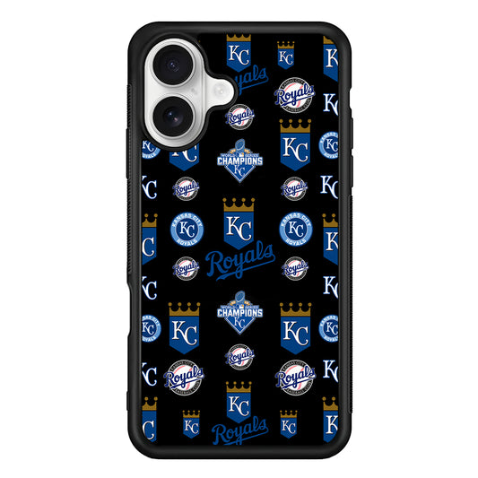 Kansas City Royals Pattern iPhone 16 Plus Case | Durable Protective Rubber Cover