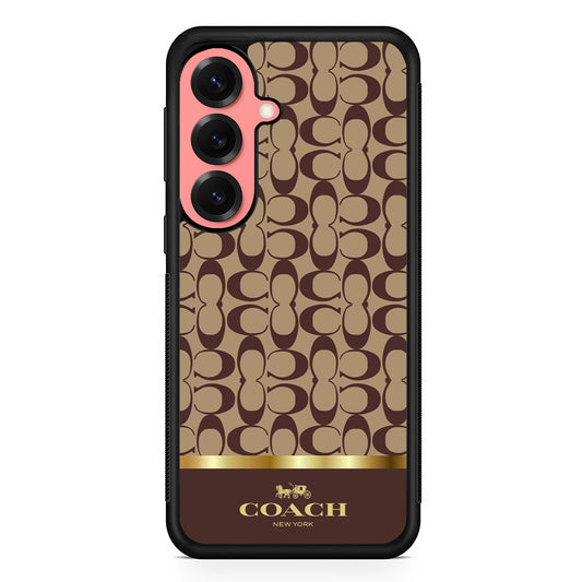 Coach Brown Gold Line Samsung Galaxy S25 Case | Slim Rubber Case for Samsung Galaxy S25
