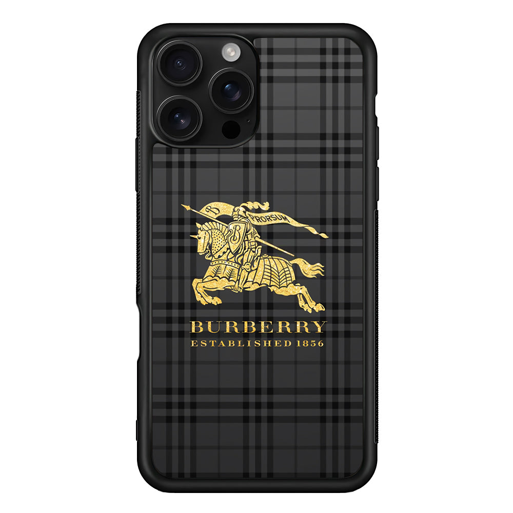 Burberry Simple Dark Grey iPhone 16 Pro Case | Slim Rubber Case for iPhone 16 Pro