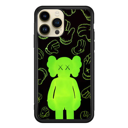 Kaws Doll Glowing Green iPhone 14 Pro Case | Slim Rubber Case for iPhone 14 Pro