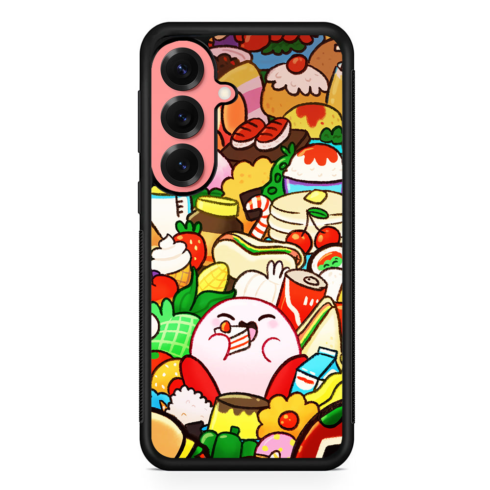 Kirby and a Stack of Food Samsung Galaxy S25 Case | Protective Case for Samsung Galaxy S25