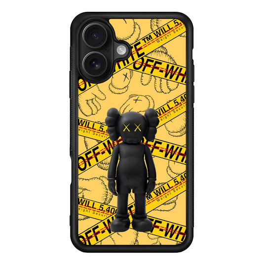 Kaws x Off White Yellow Belt iPhone 16 Case | Slim Rubber Case for iPhone 16