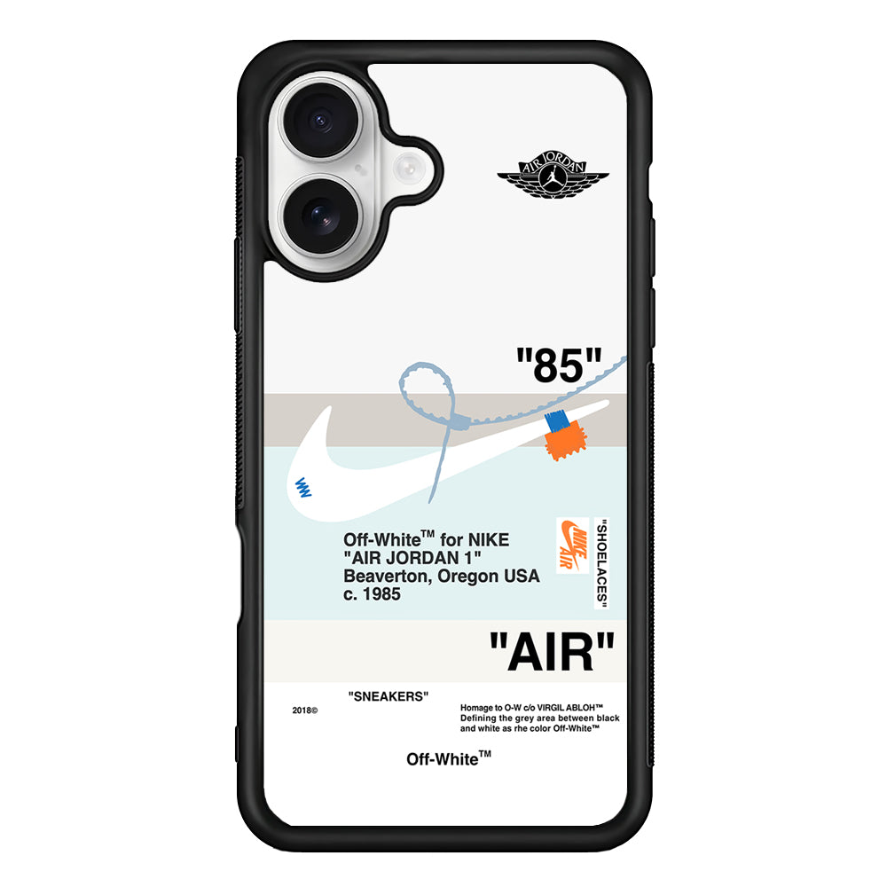 Off White x Nike Air Jordan Natural iPhone 16 Plus Case | Slim Rubber Case for iPhone 16 Plus