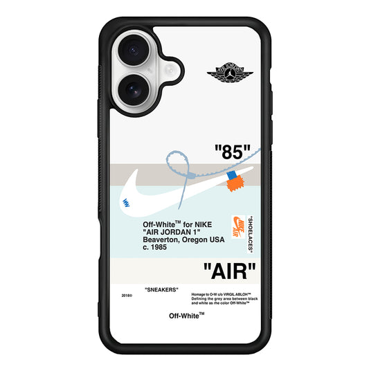 Off White x Nike Air Jordan Natural iPhone 16 Plus Case | Slim Rubber Case for iPhone 16 Plus