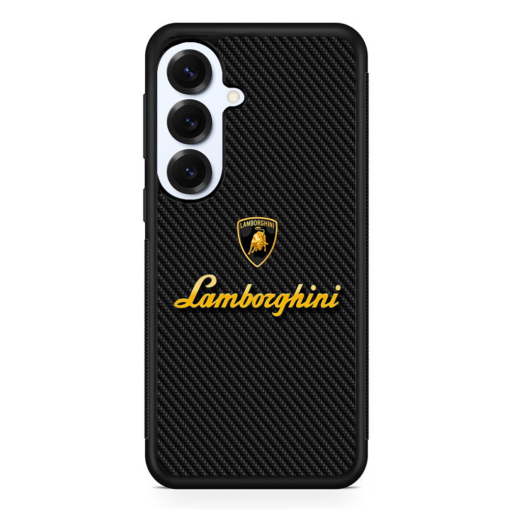 Lamborghini Black Carbon Logo Samsung Galaxy S25 Plus Case | Slim Rubber Case for Samsung Galaxy S25 Plus
