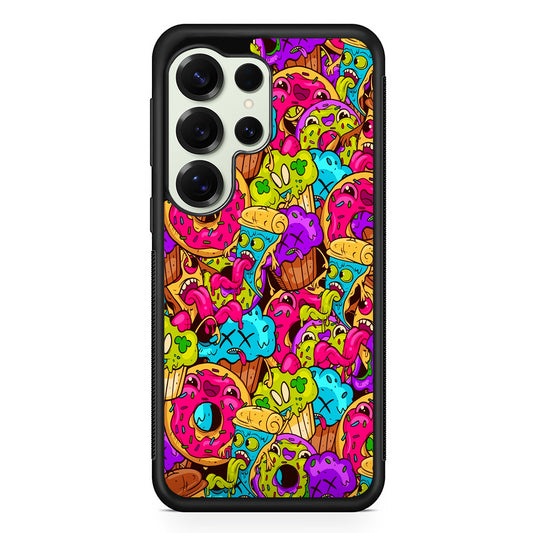 Cartoon Food Monster Doodle Samsung Galaxy S25 Ultra Case | Durable Rubber Case for Samsung Galaxy S25 Ultra