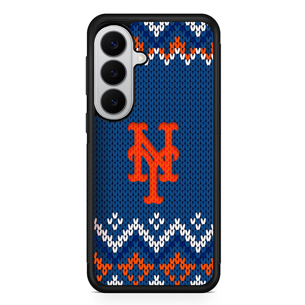 New York Mets Pattern Samsung Galaxy S26 Case | Protective Rubber Cover