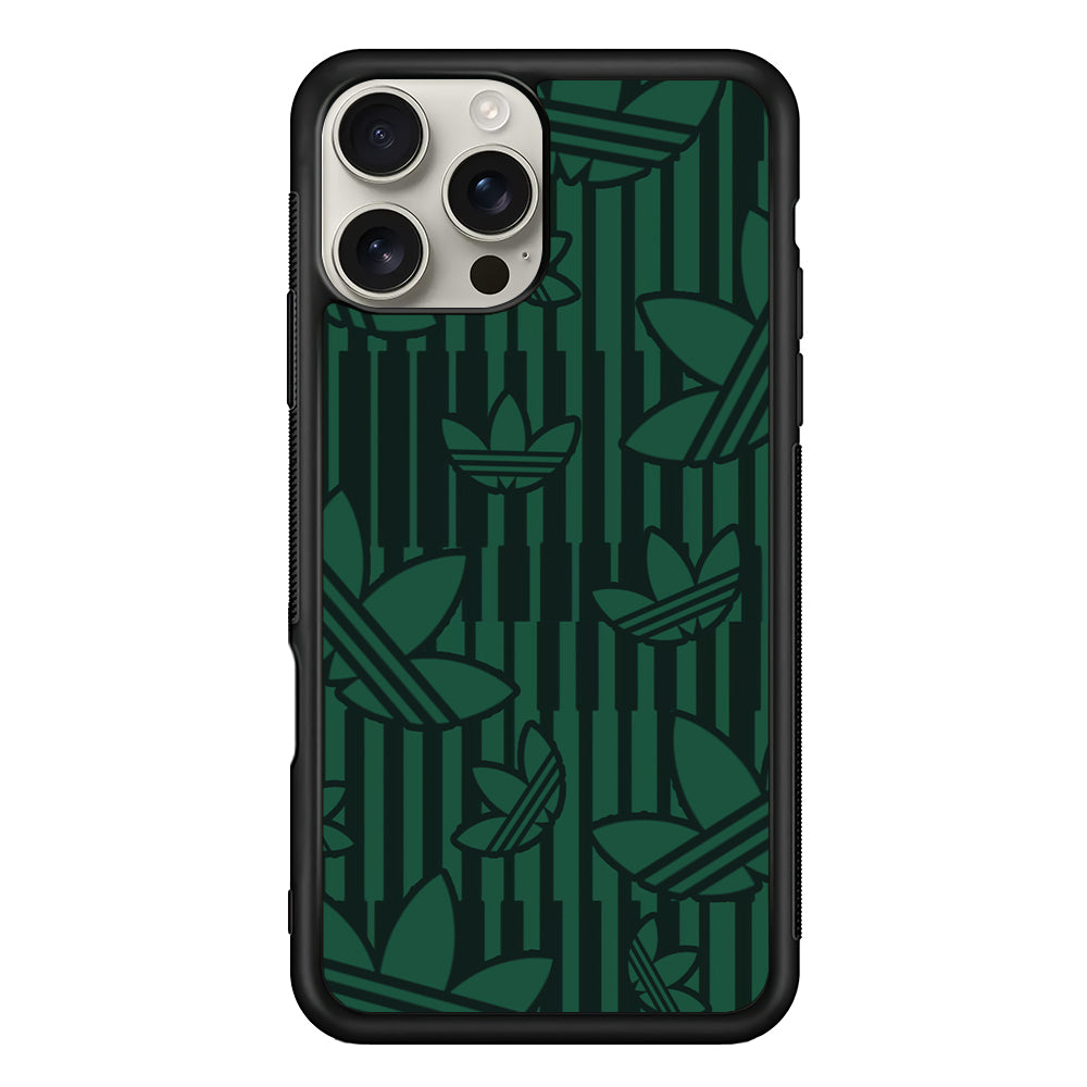 Adidas Dark Green Pattern iPhone 16 Pro Max Case | Durable Everyday Protective Cover